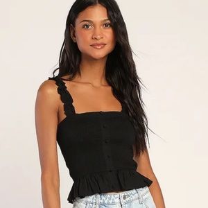 Lulus black ruffled smocked tank
